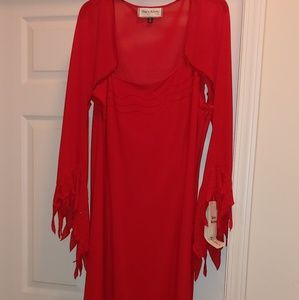 Red Dress w/ Sleeve Shaw